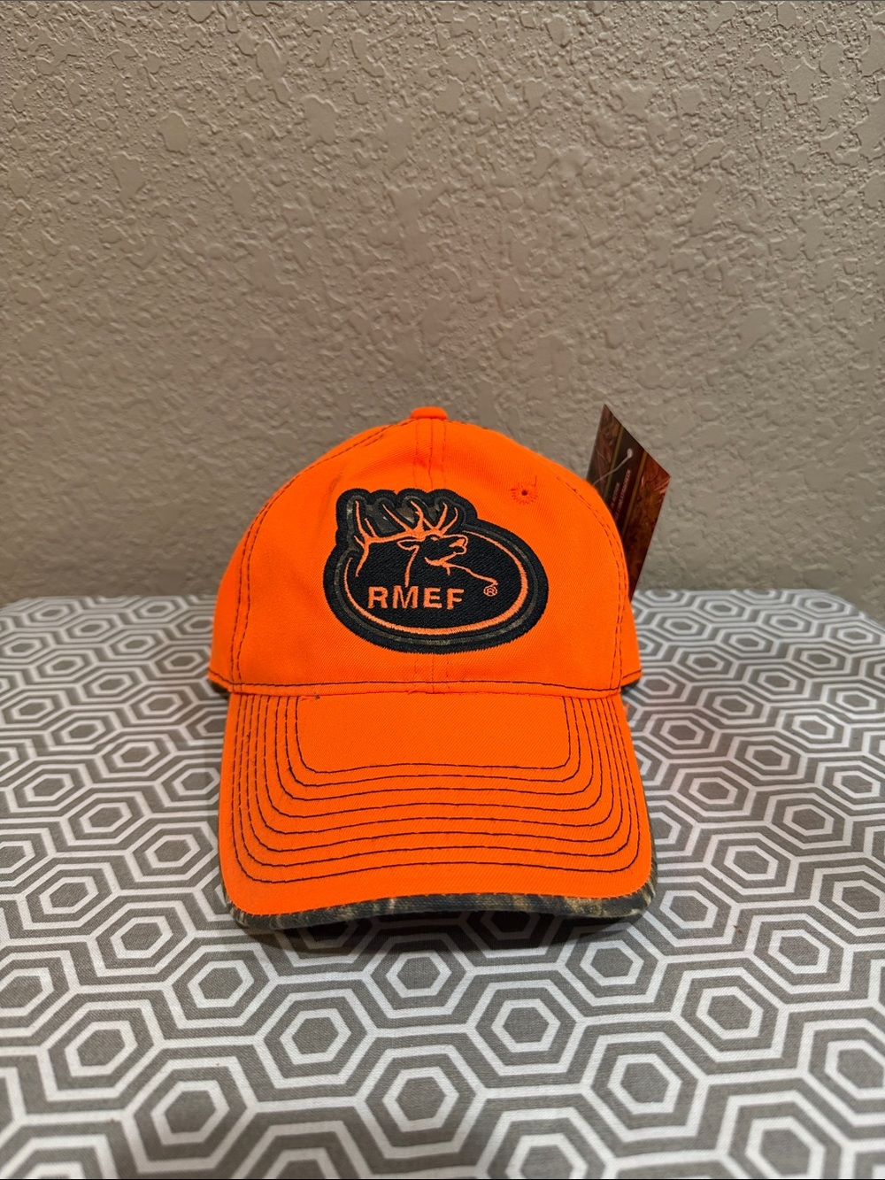 Realtree Orange Baseball Cap with Camouflage Brim RMEF Rocky my elk foundation